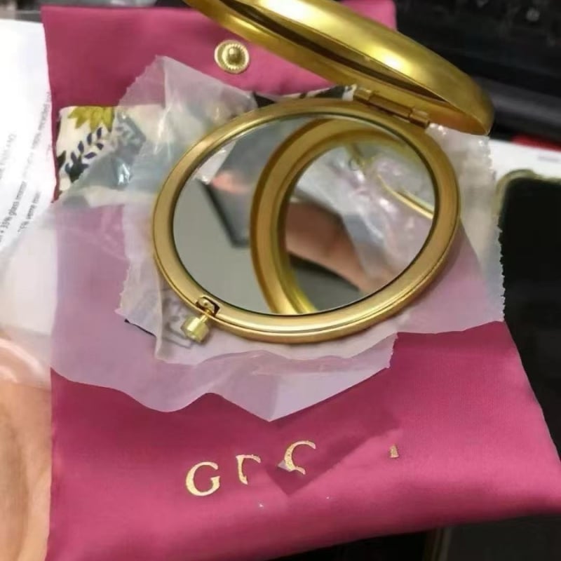 G Brand zlatno cvjetno sklopivo ogledalo za šminkanje – kompaktno okruglo prijenosno ogledalo za žene