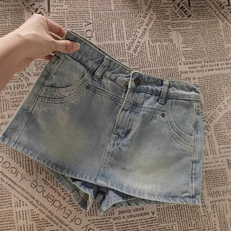 Traper mini suknja s visokim strukom za žene niskog rasta, vintage istrošeni dizajn, A-linija