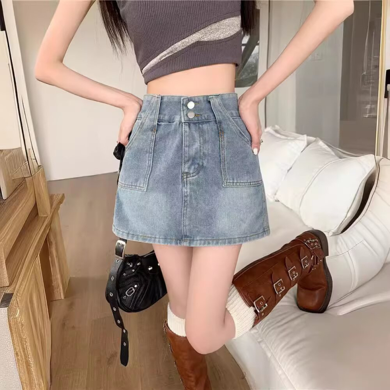 Ženska plus veličine retro denim suknja-hlače, ljeto, A-linijska mini suknja s visokim strukom, za sitnije figure