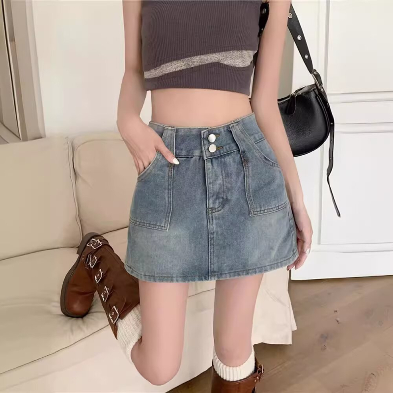 Ženska plus veličine retro denim suknja-hlače, ljeto, A-linijska mini suknja s visokim strukom, za sitnije figure