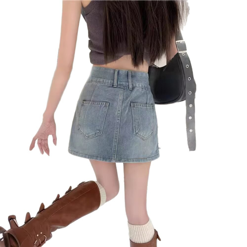 Ženska plus veličine retro denim suknja-hlače, ljeto, A-linijska mini suknja s visokim strukom, za sitnije figure