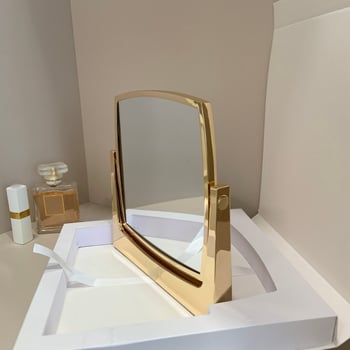 Luksuzno zlatno četvrtasto ogledalo za šminkanje s preklopom, 3D stolno ogledalo