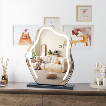 Cloud Mirror LED ogledalo za šminku s anti-fog, stolno ogledalo s rasvjetom, punjivo ili priključeno na struju, dimenzije 45×58 cm