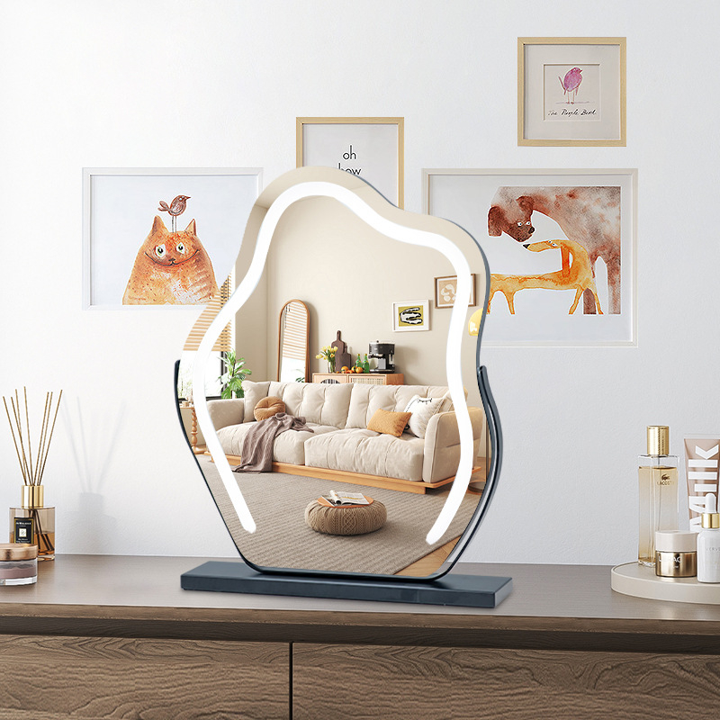 Cloud Mirror LED ogledalo za šminku s anti-fog, stolno ogledalo s rasvjetom, punjivo ili priključeno na struju, dimenzije 45×58 cm