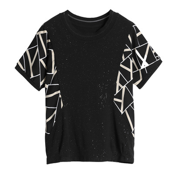 Ženski pamučni T‑shirt s kratkim rukavima, slobodan kroj, print, okrugli izrez, ljeto 2023, plus veličina
