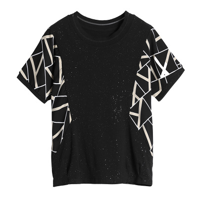 Ženski pamučni T‑shirt s kratkim rukavima, slobodan kroj, print, okrugli izrez, ljeto 2023, plus veličina