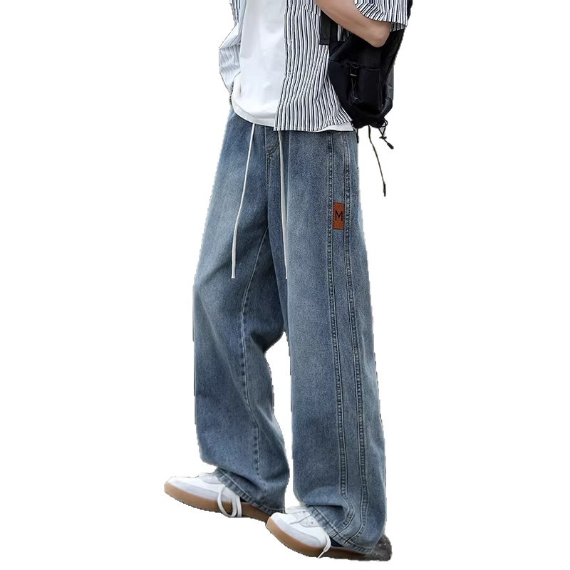 Férfi farmerok tavasz–őszre, egyenes szabású, lazán széles lábszár, mindennapi denim