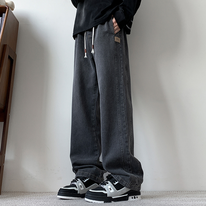 Férfi farmerok tavasz–őszre, egyenes szabású, lazán széles lábszár, mindennapi denim