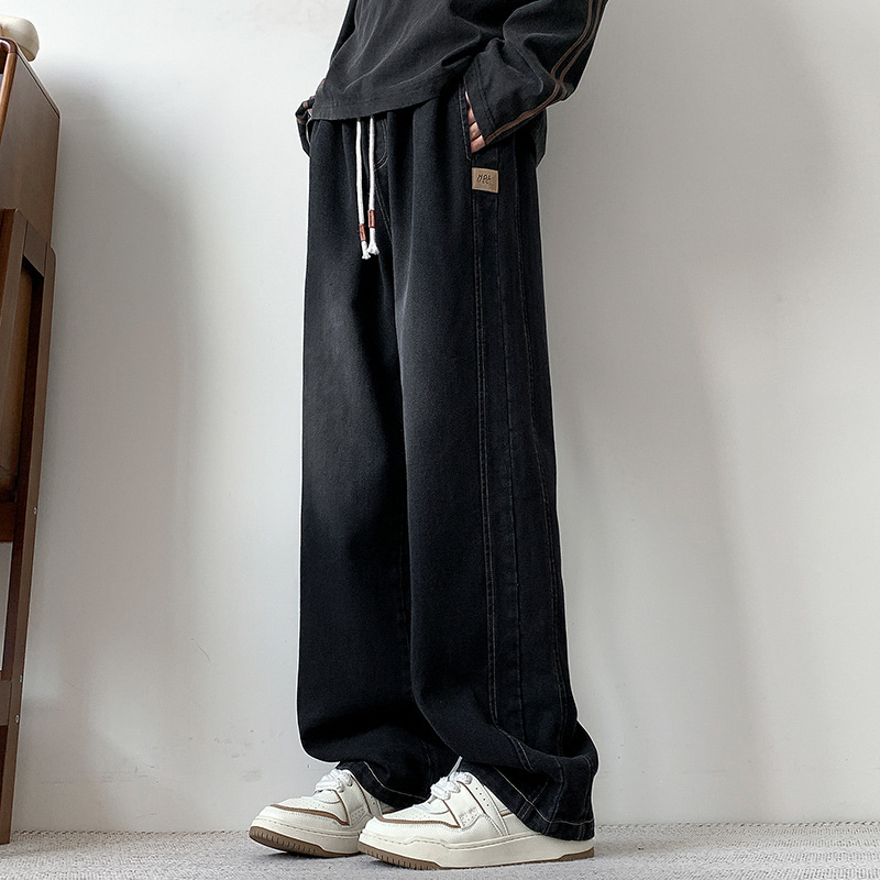 Férfi farmerok tavasz–őszre, egyenes szabású, lazán széles lábszár, mindennapi denim