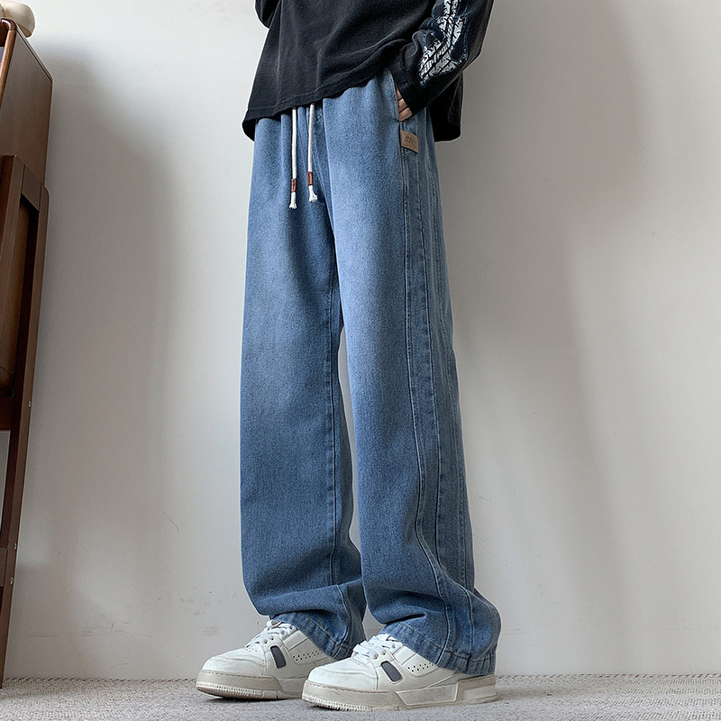 Férfi farmerok tavasz–őszre, egyenes szabású, lazán széles lábszár, mindennapi denim