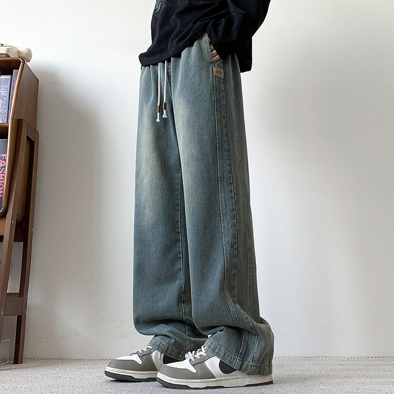 Férfi farmerok tavasz–őszre, egyenes szabású, lazán széles lábszár, mindennapi denim