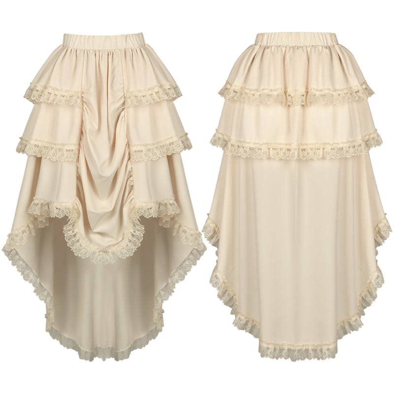 Renesansno inspirirana retro kratka suknja s čipkastim rubom i neravnom krojem, srednjovjekovni vintage scenski kostim za cosplay