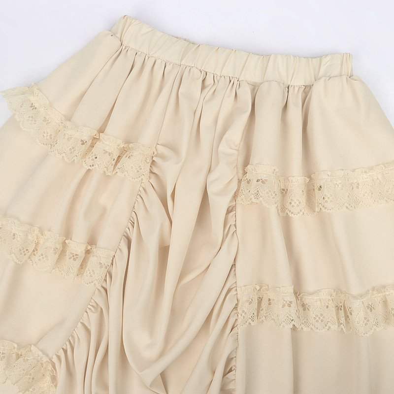 Renesansno inspirirana retro kratka suknja s čipkastim rubom i neravnom krojem, srednjovjekovni vintage scenski kostim za cosplay