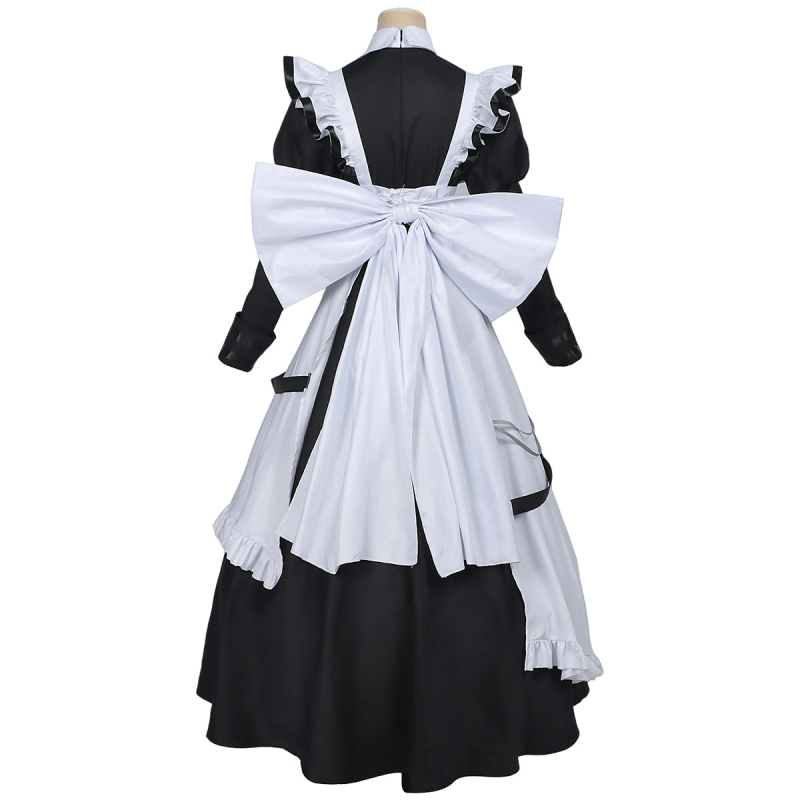 Haljina za cosplay inspirirana Death Game, duh služavka, anime stil, tamnosmeđa boja