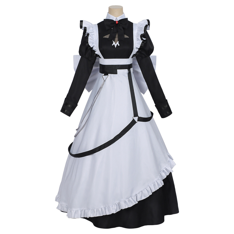 Haljina za cosplay inspirirana Death Game, duh služavka, anime stil, tamnosmeđa boja