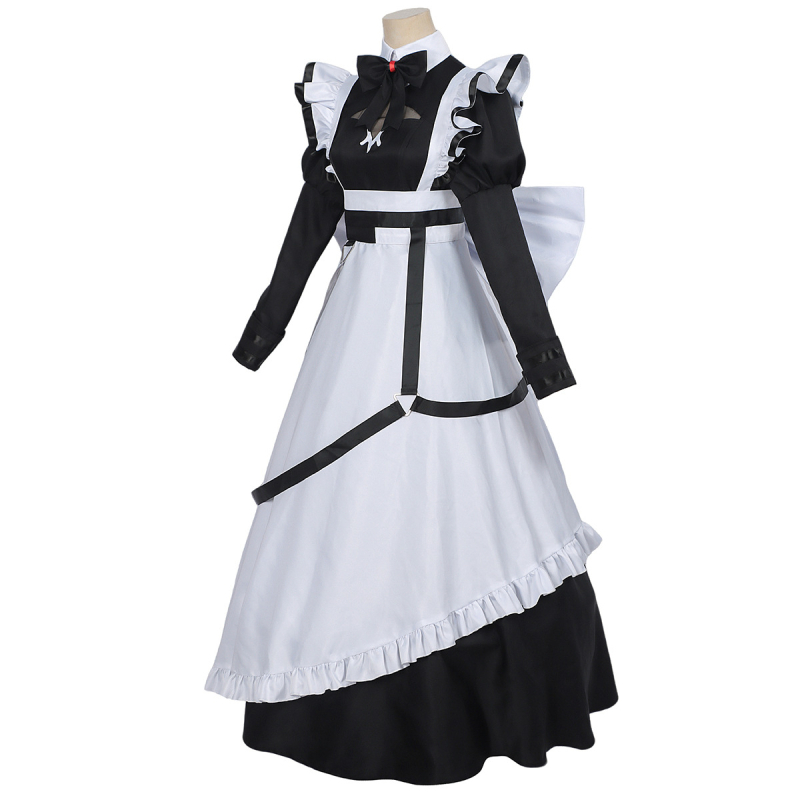 Haljina za cosplay inspirirana Death Game, duh služavka, anime stil, tamnosmeđa boja