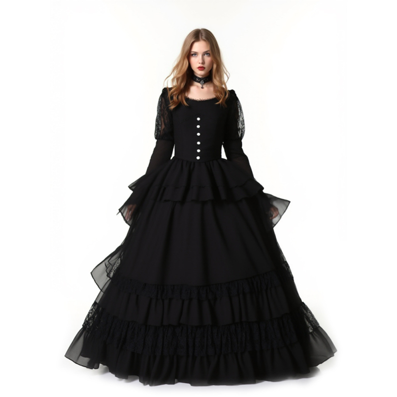 Srednjovjekovna vintage goth haljina za žene u plus veličini – cosplay