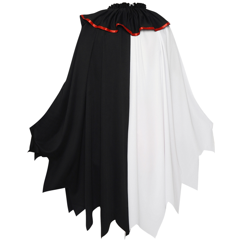 Užasni klaun cosplay kostim za Halloween s crno-belim plaštem – scenski kostim za odrasle