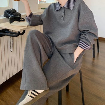 Jesenski plus-size ženski sportski set — hoodie i široke hlače, udoban dvodijelni set