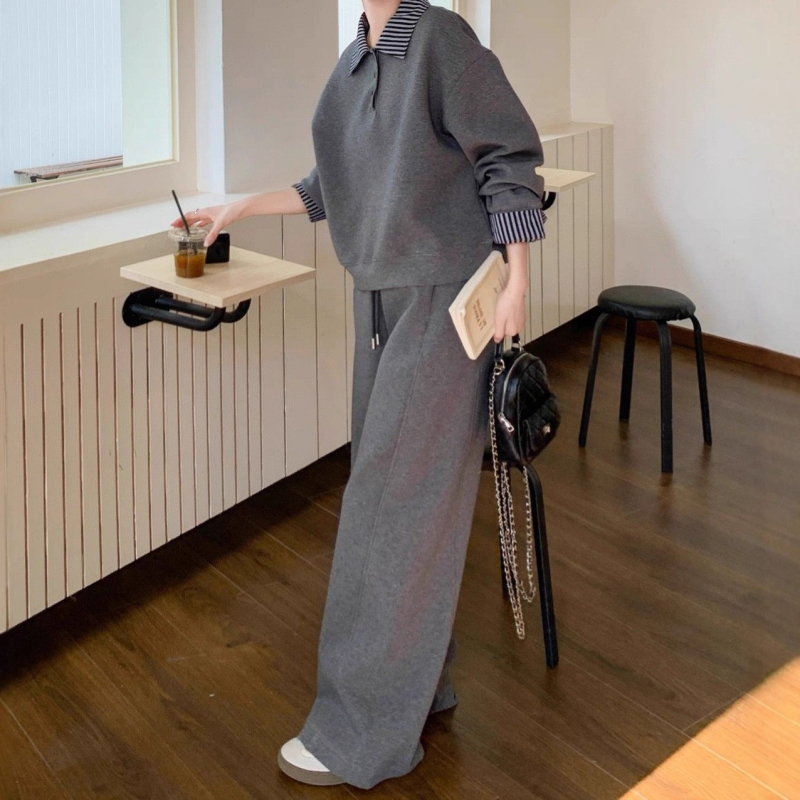 Jesenski plus-size ženski sportski set — hoodie i široke hlače, udoban dvodijelni set