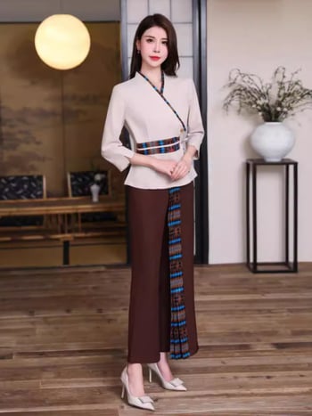 A9033 Uniforma za pedikuru, Thai spa stil, za žene, hotel i salon ljepote, ljetni komplet