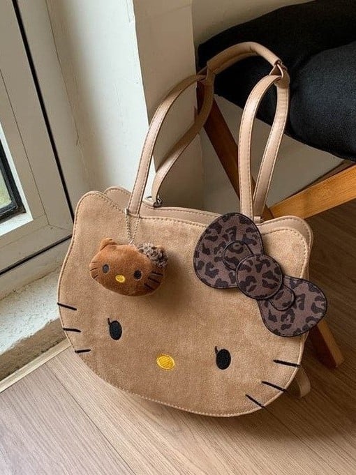 Latte черна кожена раница с котешки мотив, сладък дизайн, корейски стил, леопардов принт, мултифункционална през рамо раница