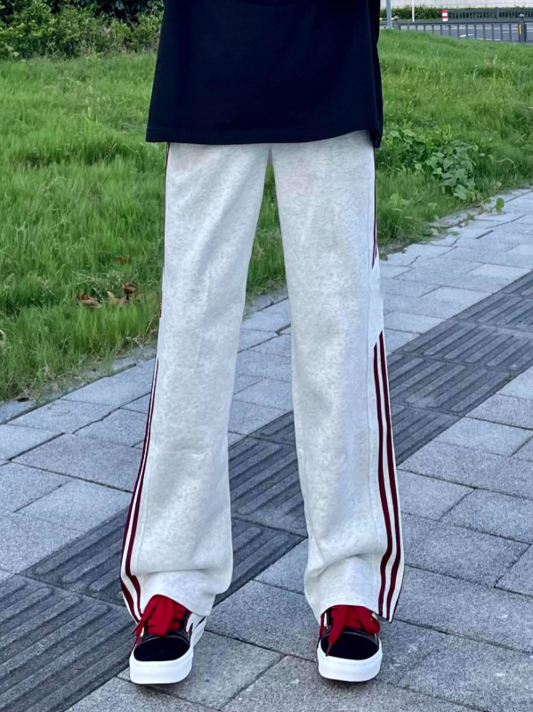 Pantaloni sport bărbați în stil american, cu trei dungi, croială drapată, largi pentru toamnă, casual pentru adolescenți și studenți
