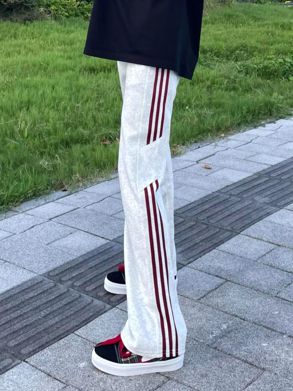 Pantaloni sport bărbați în stil american, cu trei dungi, croială drapată, largi pentru toamnă, casual pentru adolescenți și studenți