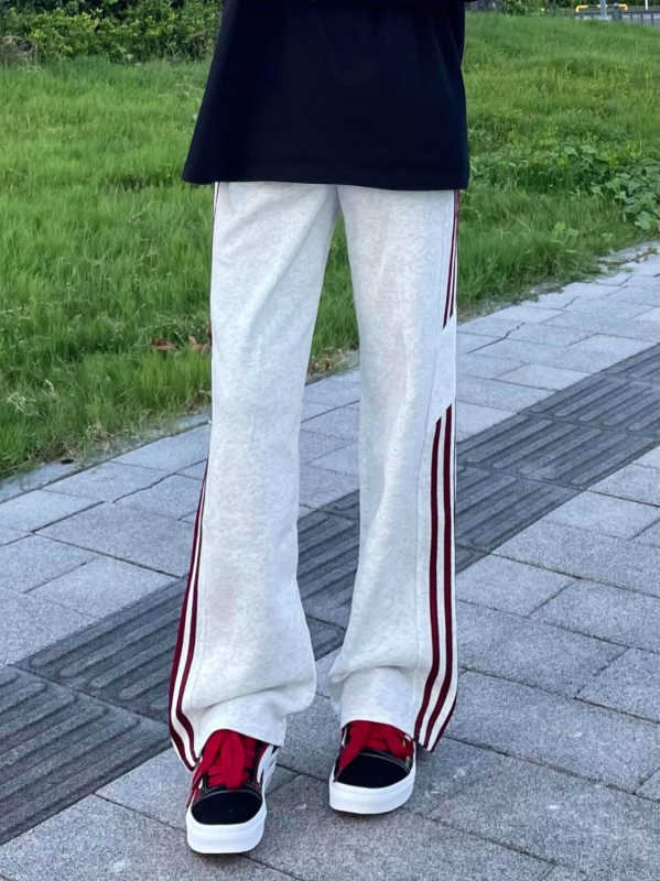 Pantaloni sport bărbați în stil american, cu trei dungi, croială drapată, largi pentru toamnă, casual pentru adolescenți și studenți