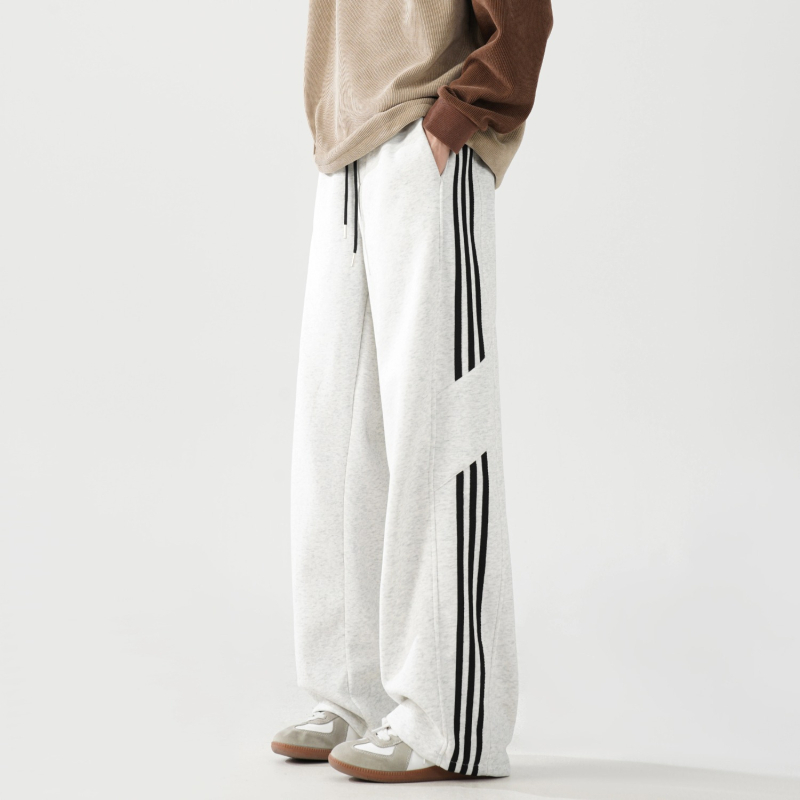 Pantaloni sport bărbați în stil american, cu trei dungi, croială drapată, largi pentru toamnă, casual pentru adolescenți și studenți