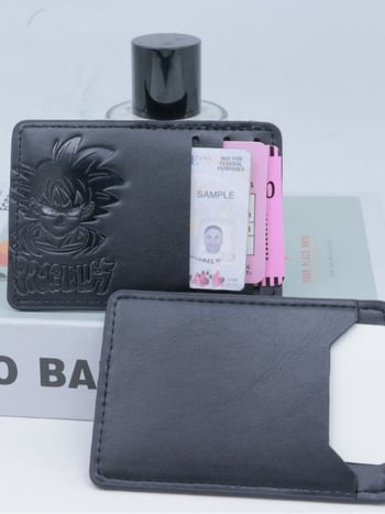 Dragon Ball Suport pentru carduri cu clips, husă pentru ID, carduri de transport și bancare, PU portabil