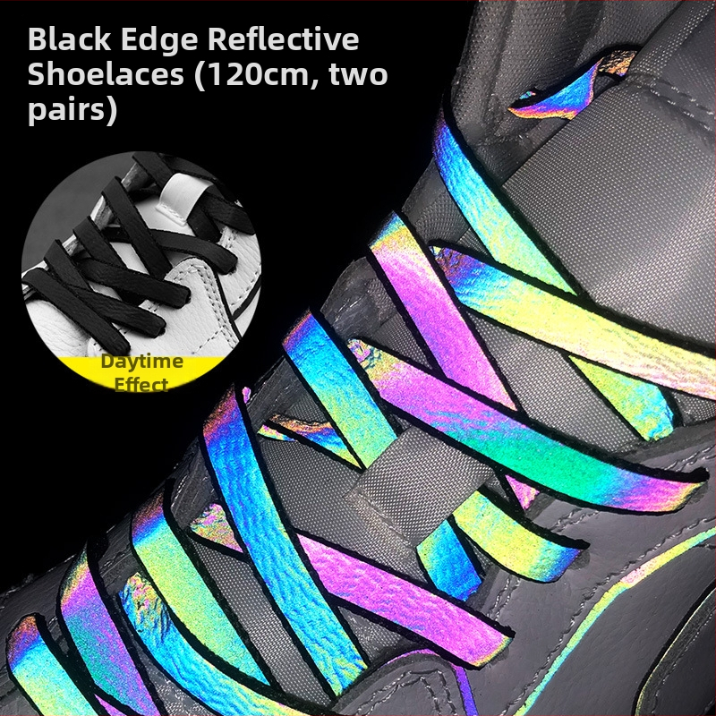 Holografické reflexné šnúry na topánky AJ1/AF1 – ploché, farebné šnúry s 3M reflexiou a efektom chameleon laser