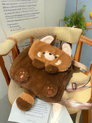 Плюшена чанта за есенно‑зимния сезон с карикатурен мотив, мултифункционална трирежимна раница, сладък аксесоар за момичета през рамо или кръстосано носене