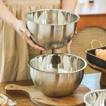 Élelmiszer-minőségű rozsdamentes acél tojásfelverő tál, sütéshez alkalmas keverőtál, fröccsenés elleni védelem a tejszín felverésekor, konyhai torta keverőtál