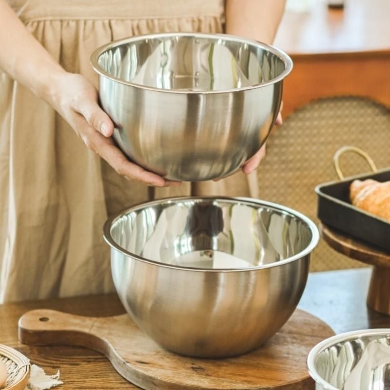 Élelmiszer-minőségű rozsdamentes acél tojásfelverő tál, sütéshez alkalmas keverőtál, fröccsenés elleni védelem a tejszín felverésekor, konyhai torta keverőtál