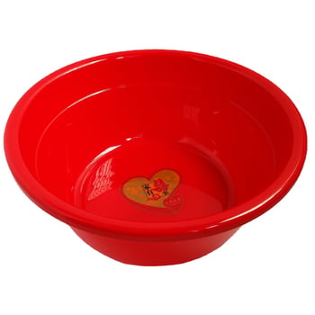 Debela plastična crvena okrugla posuda za kućnu upotrebu, velika za pranje rublja i povrća, svadbeni poklon, promjer 36 cm