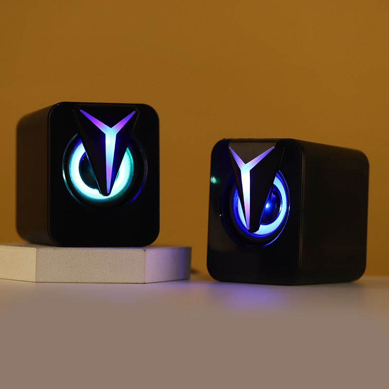 Δύο ηχεία επιτραπέζια με RGB φωτισμό, τροφοδοσία USB, για φορητούς και επιτραπέζιους υπολογιστές, ήχος για παιχνίδια
