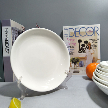 Keramički okrugli duboki tanjur, jednostavan dizajn, bijeli porcelan, za suho voće, kućnu ili hotelsku upotrebu