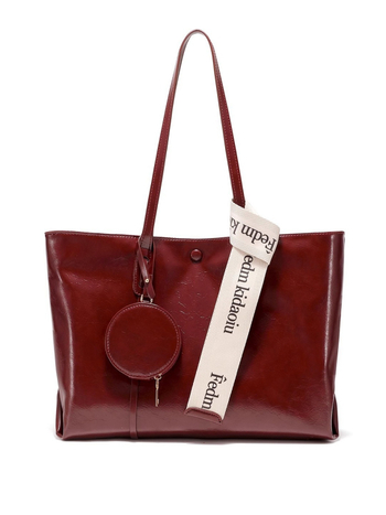 Червена сватбена дамска tote чанта, голям капацитет, презрамка, PU кожа, пролет 2025