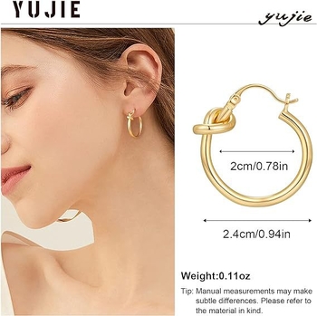Geometrijske okrugle naušnice od nehrđajućeg čelika s čvorom, za žene, elegantan izgled, stil laganog luksuza