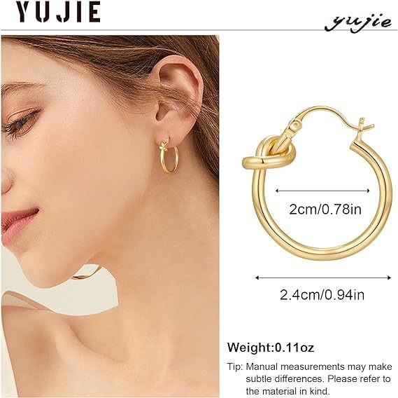 Geometrijske okrugle naušnice od nehrđajućeg čelika s čvorom, za žene, elegantan izgled, stil laganog luksuza