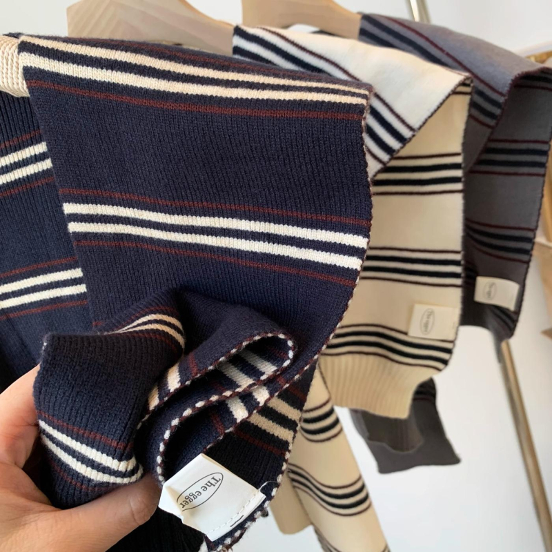 Γυναικείος πλεκτός σάλι με ρίγες, ελαφρύ ύφασμα, 92×43 εκ