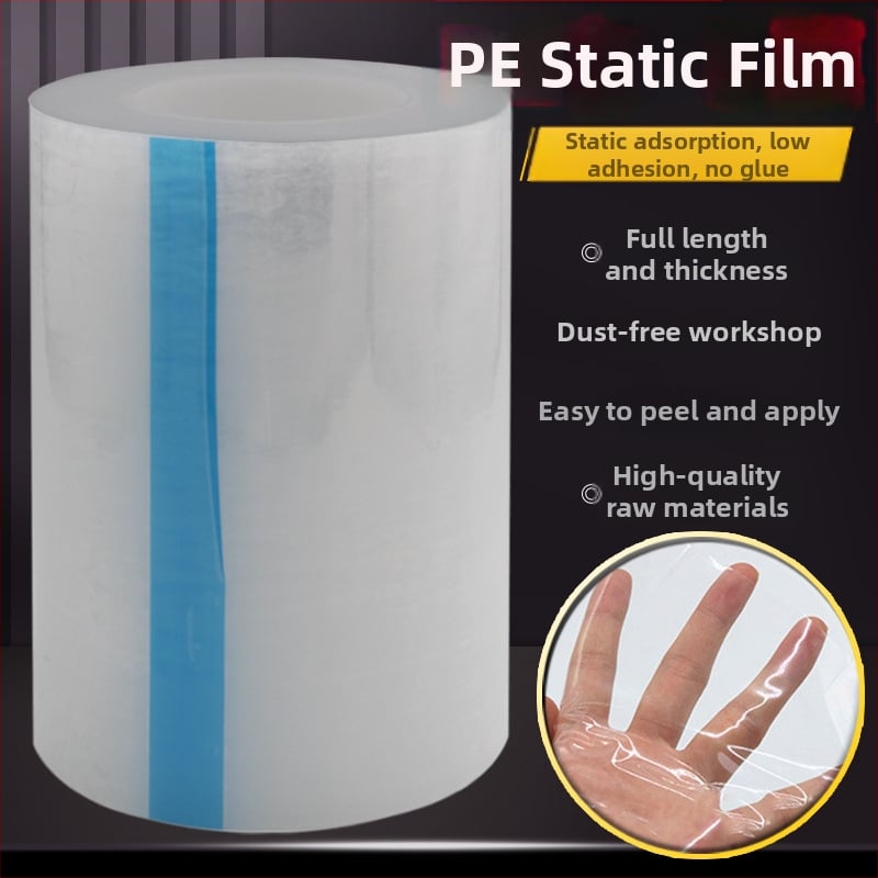 PE elektrostatický ochranný film na sklo a plastový kryt, priehľadný samolepiaci proti prachu