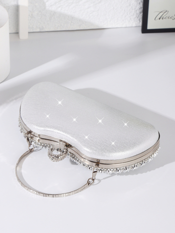 Κρυστάλλινο διακοσμημένο clutch για επίσημες περιστάσεις, κομψή βραδινή τσάντα, μίνι τετράγωνο PVC τσαντάκι με λουρί ώμου