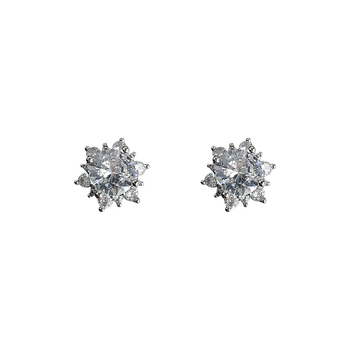 Clipsuri pentru urechi cu zirconiu și motiv fulg de zăpadă – stil minimalist, elegant, pentru urechi fără piercing