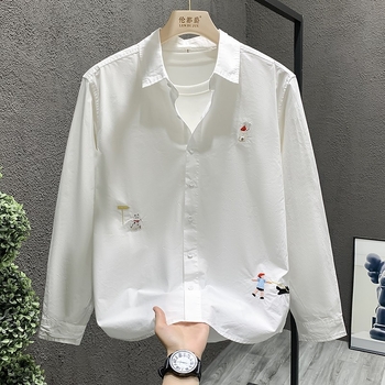 Cămașă de bărbați cu mâneci lungi, stil casual, culoare solidă, potrivită pentru primăvară și toamnă