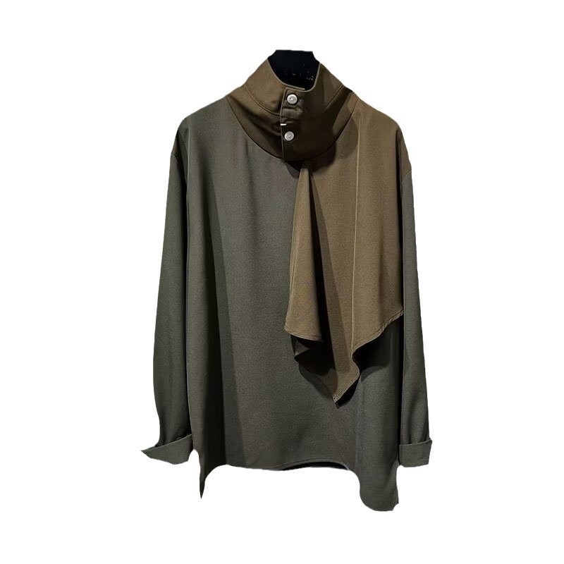 Francia retro patchwork galléros ing, texturált, oversized fazon férfiaknak