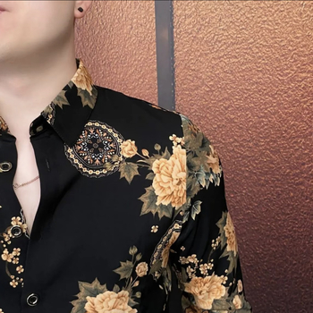 Cămașă pentru bărbați, imprimeu, stil casual modern, croială lejeră, vintage de înaltă calitate, model 2025.