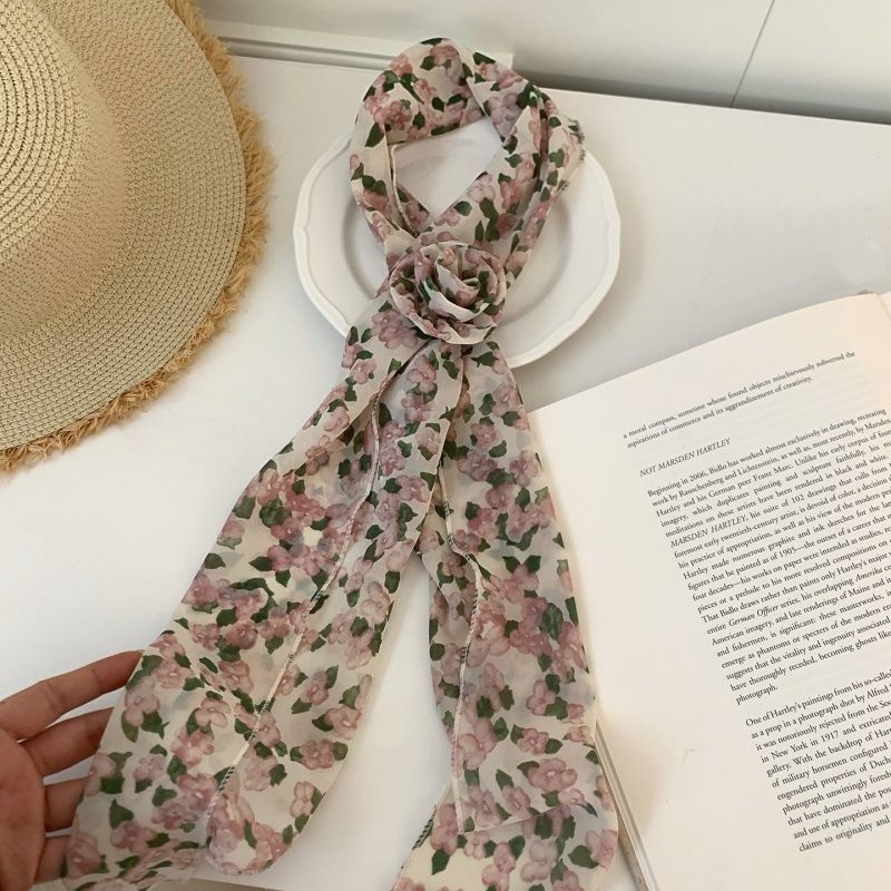 Șal floral pentru femei, în stil coreean, ușor, lung, pentru primăvară și vară