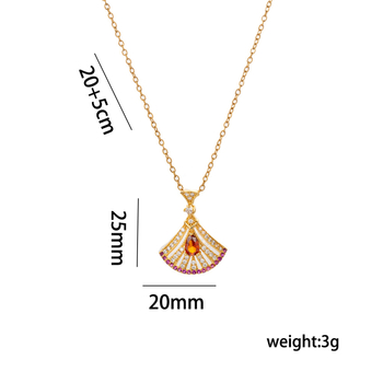 Fan alakú nyaklánc szett könnyed luxus stílussal, 18K aranyozott réz lánccal és cirkón medállal, hossz 41–50 cm, elegáns és kecses